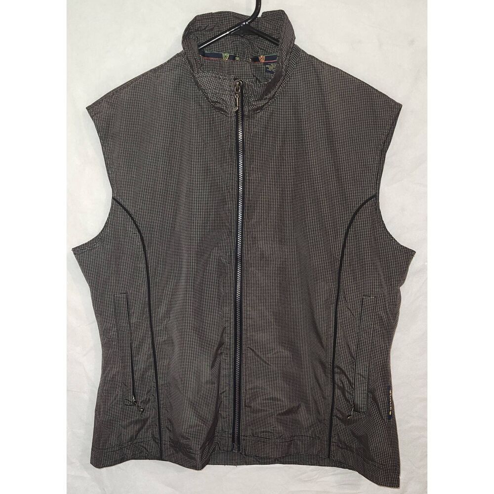 Sunice Golf Vest Women's Large Yarn Plaid Polyester Full Zip